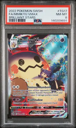 2022 POKEMON SWORD & SHIELD BRILLIANT STARS #TG17 FULL ART/MIMIKYU VMAX PSA 8 - Image 1