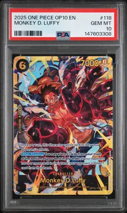 2025 ONE PIECE OP10-ROYAL BLOOD #118 MONKEY D. LUFFY PSA 10 - Image 1