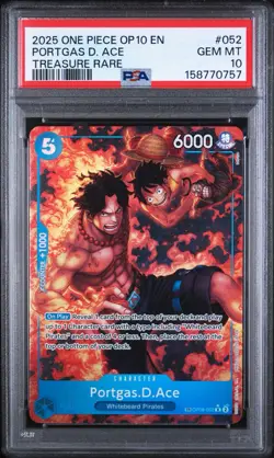 2025 ONE PIECE OP10-ROYAL BLOOD TREASURE RARE #052 PORTGAS D. ACE PSA 10 - Image 1