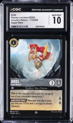 2024 DISNEY LORCANA URSULA'S RETURN, SUPER RARE #175/204 ARIEL CGC 10 GEM MINT - Image 1
