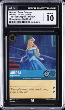 2023 DISNEY LORCANA EN 1-THE FIRST CHAPTER COLD FOIL #140 AURORA CGC 10 - Image 1