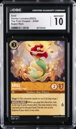 2023 DISNEY LORCANA THE FIRST CHAPTER - SUPER RARE #2/204 ARIEL CGC 10 GEM MINT - Image 1