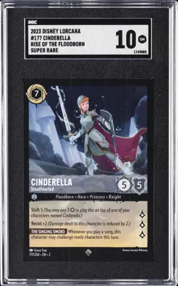 2023 DISNEY LORCANA RISE OF THE FLOODBORN, SUPER RARE #177 CINDERELLA SGC 10 GM - Image 1