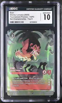 Disney Lorcana Scar Heartless Hunter 14/P2 Set Championship Prize CGC 10 - Image 3