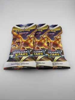 Pokemon TCG: Sword & Shield-Brilliant Stars Sleeved Booster Pack [3 Packs] - Image 1