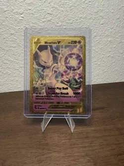 Pokemon Mewtwo V GOLD Foil Fan Art Collector Card - 220 HP - 03/078 NM - Image 1