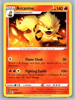 Arcanine 20/195 Silver Tempest Rare Pokemon TCG 2022 - Image 1