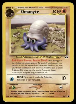 2001 Pokemon Omanyte Common Neo Discovery 60/75 Unlimited DMG - Image 1