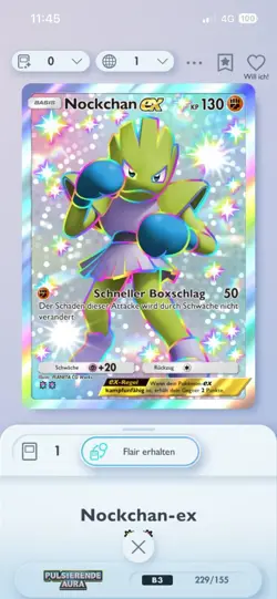 DIGITALE KARTE! Pokemon TCG Pocket Nockchan EX Shiny 2 Star [Ger] Deutsch - Image 1