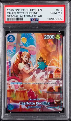 2025 ONE PIECE OP10-ROYAL BLOOD SPECIAL ALTERNATE ART CHARLOTTE PUDDING PSA 10 - Image 1