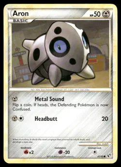 Pokemon Cards Aron 42/90 HGSS Undaunted Common LP - Image 1