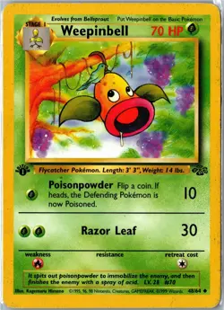 Pokemon Card - Weepinbell Jungle 48/64 1999 Uncommon 1st Edition Heavily Played - Image 1