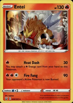 ENTEI 020/163 HOLO RARE BATTLE STYLES POKEMON HOLO NM - Image 1