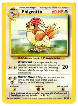 Pokemon TCG Pidgeotto 22/102 Rare Base Set Unlimited LP - Image 1