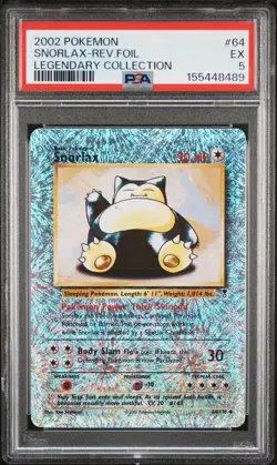 2002 POKEMON LEGENDARY COLLECTION #64 SNORLAX-REVERSE FOIL PSA 5 - Image 1