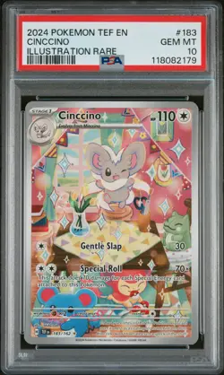 2024 POKEMON TEF EN-TEMPORAL FORCES ILLUSTRATION RARE #183 CINCCINO PSA 10 - Image 1
