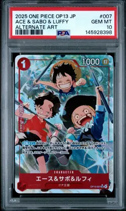2025 ONE PIECE JAPANESE OP13-CARRYING ON HIS WILL #007 ACE & SABO & LUFFY PSA 10 - Image 1