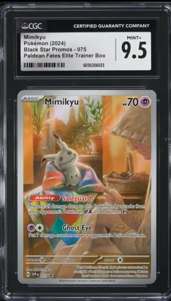 CGC 9.5 Mimikyu SVP 075 Paldean Fates ETB Black Star Promo Card Mint+ - Image 1