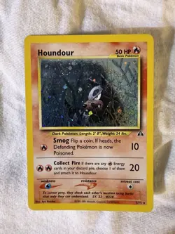 Pokemon TCG Houndour Holo Rare 5/75 Neo Discovery English Unlimited Card LP - Image 1