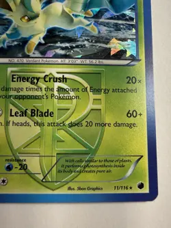 LP Leafeon 11/116 Black White Plasma Freeze Cracked Ice Holo Rare Pokemon card - Image 4