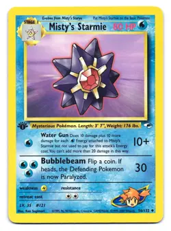 Misty's Starmie 56/132 Uncommon Gym Heroes Pokemon 1st Edition MP - Image 1