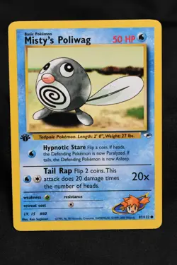 Misty's Poliwag 1st Edition 87/132 LP Gym Heroes Regular Common Pokemon TCG - Image 1