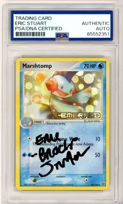 PSA Signed Eric Stuart Pokemon TCG Marshtomp 36/106 Emerald Reverse Holo - Image 1