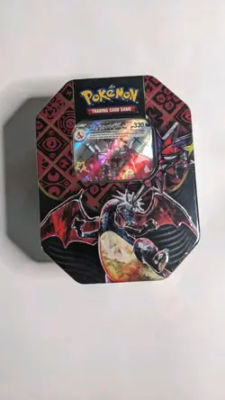 Pokemon TCG Scarlet & Violet Paldean Fates Shiny Charizard ex Tin Sealed 4 Packs - Image 1