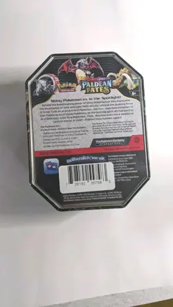 Pokemon TCG Scarlet & Violet Paldean Fates Shiny Charizard ex Tin Sealed 4 Packs - Image 2