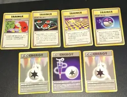 Vintage Pokemon TCG 7 Card Lot Trainers Energy Cards Japanese - Image 1