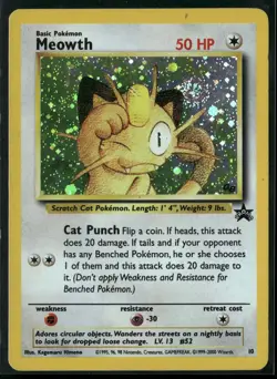 1999 Pokemon Meowth #10 WOTC Black Star Promo English VG - Image 1