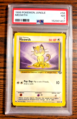 VINTAGE Meowth Common #56|PSA NM 7|1999 WOTC Jungle Unlimited|Pokemon TCG|Gen 1 - Image 1