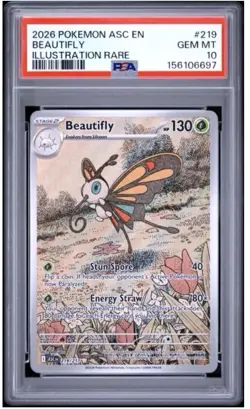 2026 POKEMON ASC EN-ASCENDED HEROES ILLUSTRATION RARE #219 BEAUTIFLY PSA 10 - Image 1