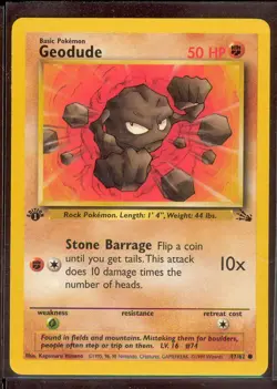 Pokemon GEODUDE 47/62 - 1st Edition Fossil - NEAR MINT/MINT - Image 1
