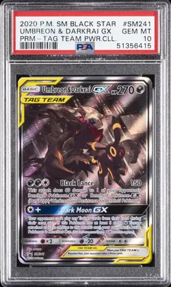 2020 POKEMON SM BLACK STAR PROMO #SM241 UMBREON & DARKRAI GX PSA 10 - Image 1