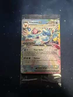 Pokemon TCG Prismatic Evolutions Glaceon ex 026/131 Stamped Promo Card NM Sealed - Image 1