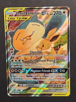 Eevee & Snorlax GX Tag Team Holo Full Art Promo Card Sun & Moon SM169 - Image 1