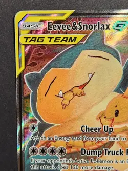 Eevee & Snorlax GX Tag Team Holo Full Art Promo Card Sun & Moon SM169 - Image 2