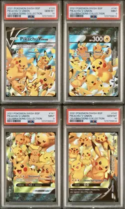 PSA 10 / 9 Pikachu V-Union SWSH139-142 Pokemon Celebrations Promo 4 Card Set - Image 1