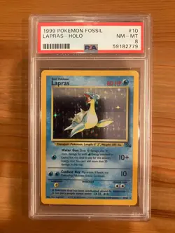 Pokemon TCG Fossil Lapras 10/62 Holo Rare PSA 8 NM-MT - Image 1