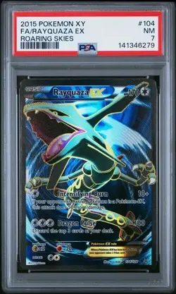 2015 Pokemon Rayquaza EX #104 Roaring Skies Full Art PSA 7 NM - Image 1