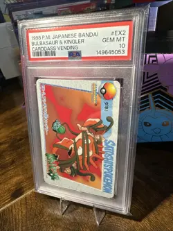 1998 POKEMON JAPANESE BANDAI CARDDASS VENDING EX2 BULBASAUR & KINGLER PSA 10 - Image 2