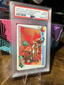 1998 POKEMON JAPANESE BANDAI CARDDASS VENDING EX2 BULBASAUR & KINGLER PSA 10 - Image 3