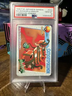 1998 POKEMON JAPANESE BANDAI CARDDASS VENDING EX2 BULBASAUR & KINGLER PSA 10 - Image 4