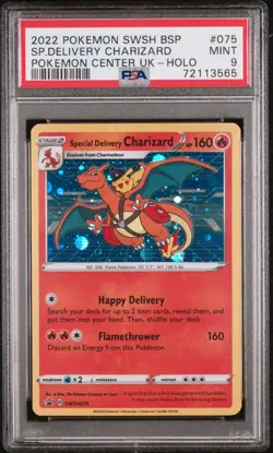 2022 POKEMON SWSH BLACK STAR PROMO #075 SPECIAL DELIVERY CHARIZARD-HOLO PSA 9 - Image 1