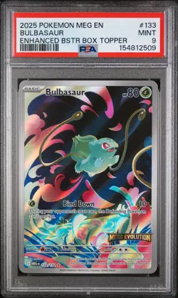 2025 POKEMON MEG EN-MEGA EVOLUTION ENHANCED BSTR BOX TOPPER BULBASAUR PSA 9 - Image 1