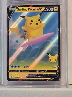 2021 Pokemon Celebrations SURFING PIKACHU V Holo 008/025 CGC 10 Gem Mint Card - Image 2