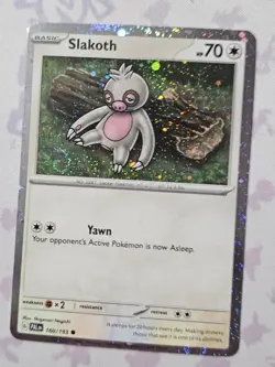 Pokemon TCG Paldea Evolved Slakoth 160/193 Cosmos Holo Exclusive Double Swirl NM - Image 1