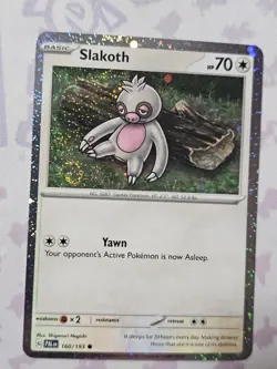 Pokemon TCG Paldea Evolved Slakoth 160/193 Cosmos Holo Exclusive Double Swirl NM - Image 2