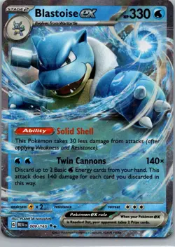 Blastoise ex 009/165 151 Pokemon TCG Holo Double Rare NM - Image 1